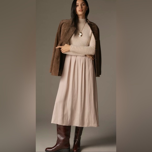 Anthropologie Dresses & Skirts - NWT Anthropologie The Thea Twofer Eyelash Sweater Dress Neutral Beige